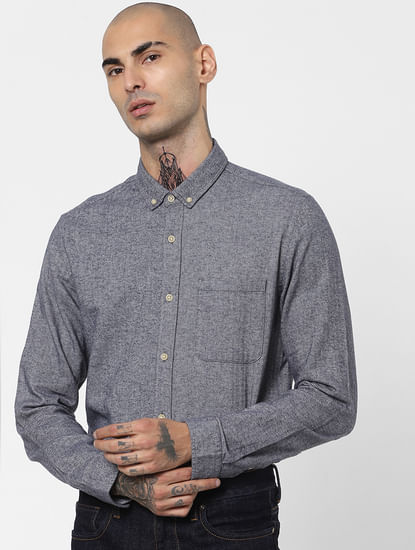 Grey Twill Weave Full Sleeves Shirt