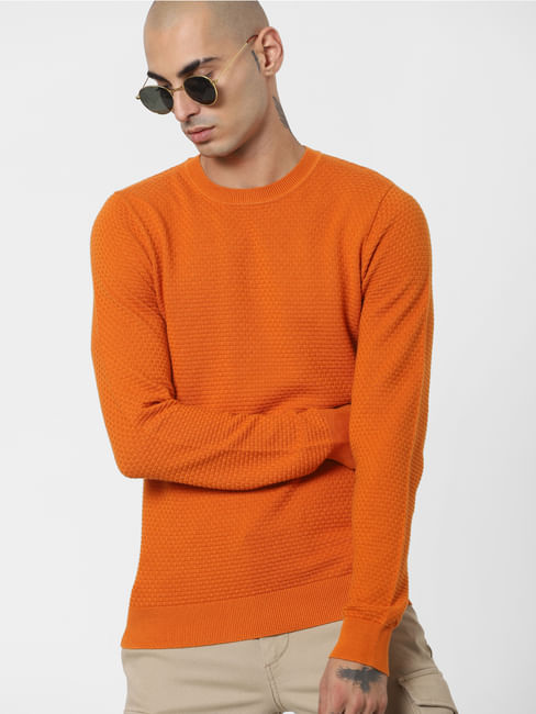 Orange Textured Pullover