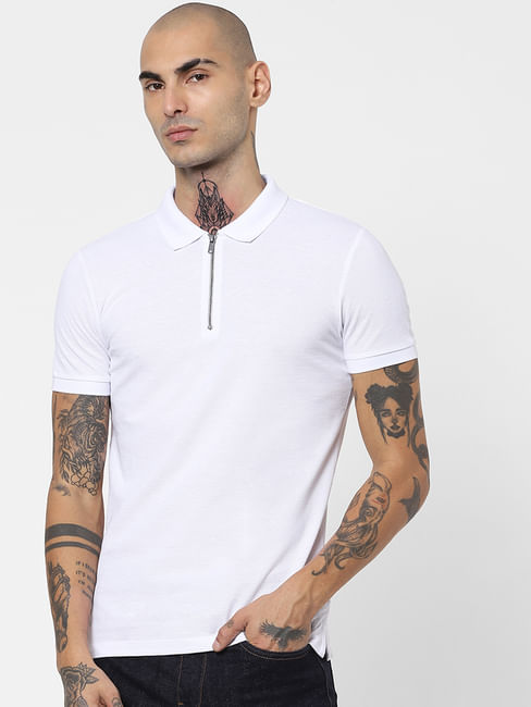 White Polo Neck T-shirt 
