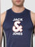 Navy Blue Logo Print Vest