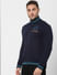 Navy Blue Logo Print Zip Up Sweatshirt_386214+3