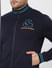 Navy Blue Logo Print Zip Up Sweatshirt_386214+5