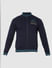Navy Blue Logo Print Zip Up Sweatshirt_386214+6