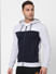 Navy Blue Colourblocked Hooded Sweatshirt_386216+3