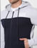 Navy Blue Colourblocked Hooded Sweatshirt_386216+5