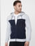 Navy Blue Colourblocked Hooded Sweatshirt_386216+6