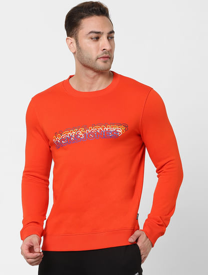 Orange Logo Print Sweatshirt