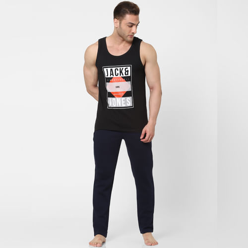 JACK&JONES Navy Blue Mid Rise Trackpants