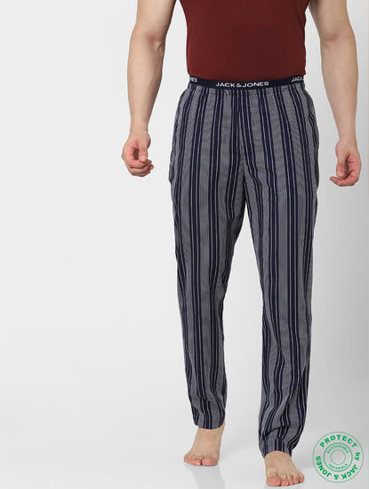 Blue Mid Rise Striped Pyjamas