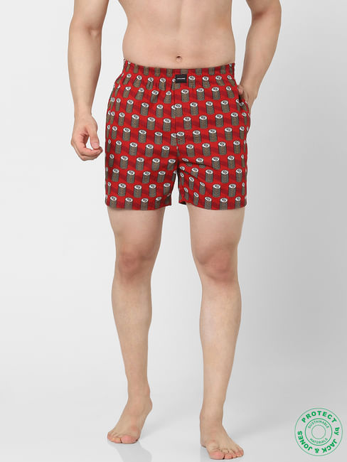 Red Dollar Print Boxers