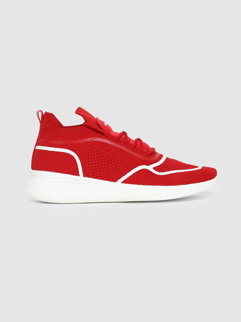 Red Lace-Up Sneakers