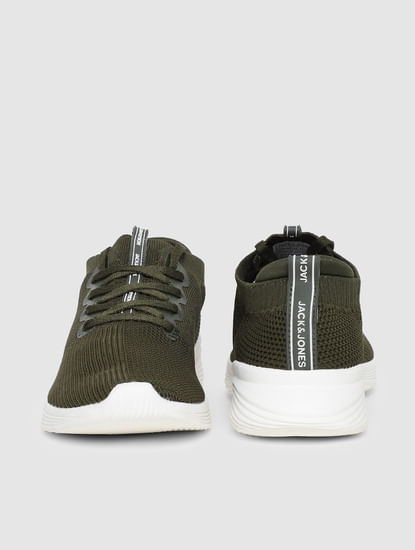 Green Stretch Knit Sneakers