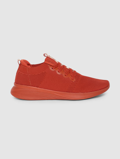 Orange Stretch Knit Sneakers