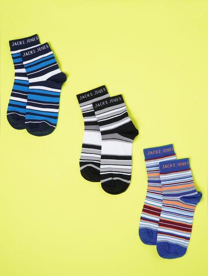Boys Midi Length Striped Socks - Pack of 3