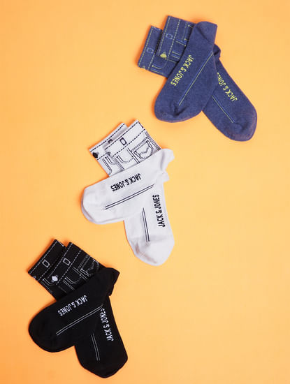 Boys Midi Length Printed Socks - Pack of 3