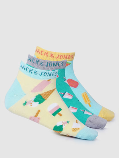 Boys Ankle Length Printed Socks - Pack of 3