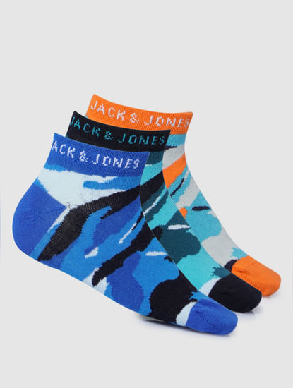Boys Ankle Length Camo Print Socks - Pack of 3