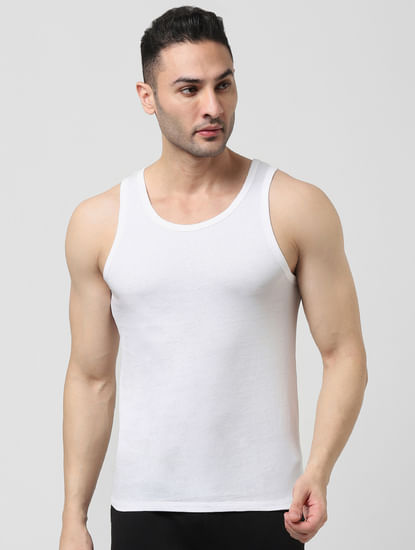 Pack Of 2 White Cotton Vests