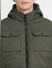 Green High Neck Hooded Puffer Jacket_403005+5