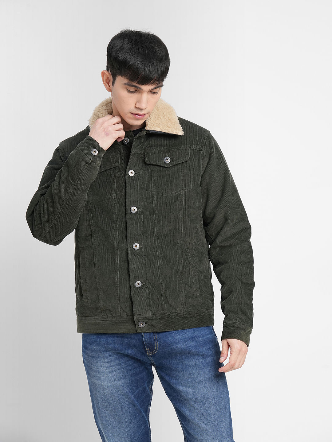 Corduroy jacket with fur on sale mens