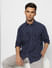 Navy Blue Striped Full Sleeves Shirt_402987+1