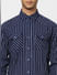 Navy Blue Striped Full Sleeves Shirt_402987+5