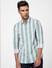 Green Striped Full Sleeves Shirt_402986+2