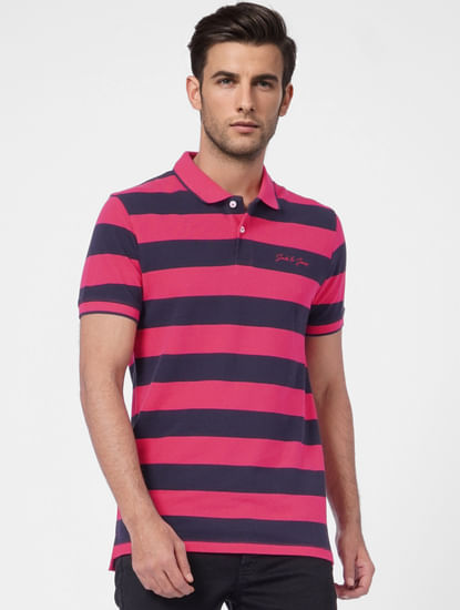 Purple Striped Polo T-shirt