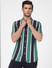 Green Striped Short Sleeves Shirt_402909+2