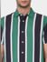 Green Striped Short Sleeves Shirt_402909+5