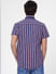 Blue Striped Short Sleeves Shirt_402904+4