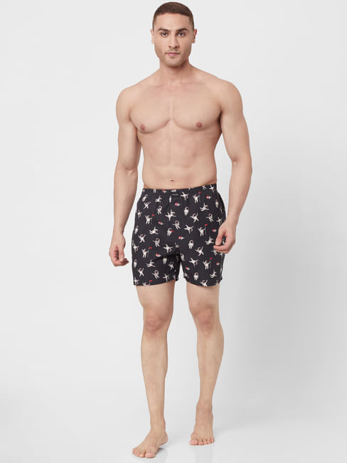 Black All Over Print Astronaut Boxers