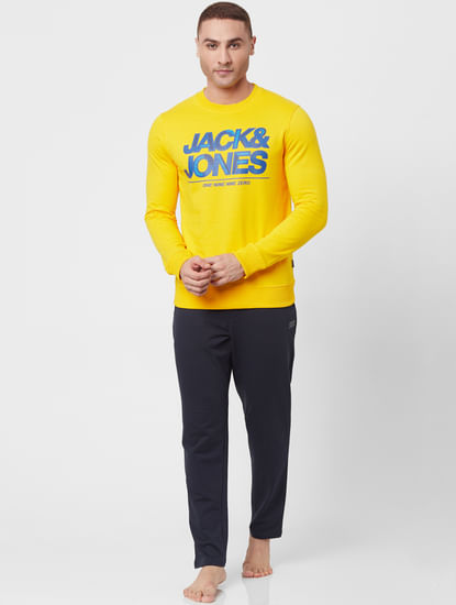 Bright Yellow Logo Print Sweatshirt