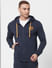 Navy Hooded Logo Print Sweatshirt_380831+2