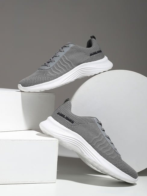 Grey Mesh Lace-Up Sneakers
