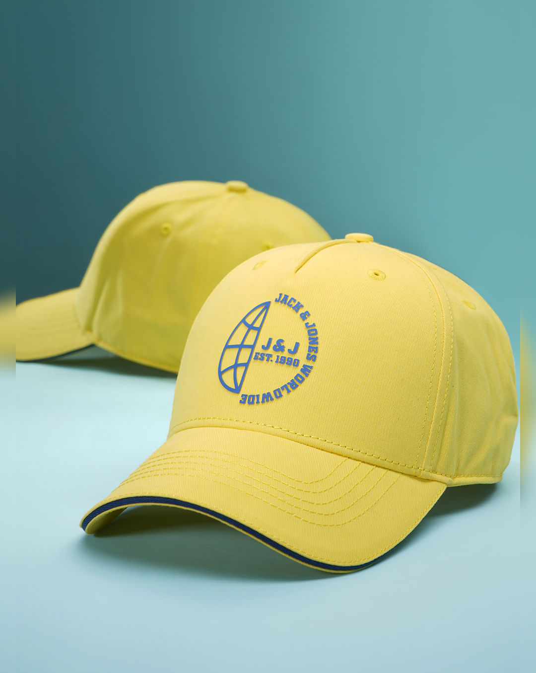 Yellow Branding Detail Baseball Cap|281946802