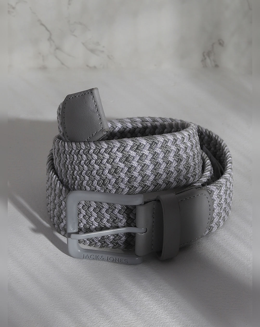 Buy Grey Colourblocked Woven Braided Belt for Men