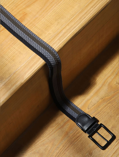 Black Tri-Colour Braided Belt