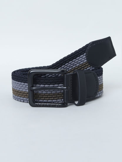 Black Tri-Colour Braided Belt