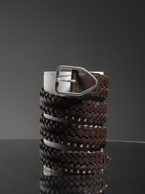 Brown Woven Leather Belt