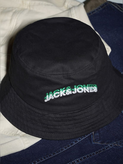 Black Embroidered Logo Bucket Hat
