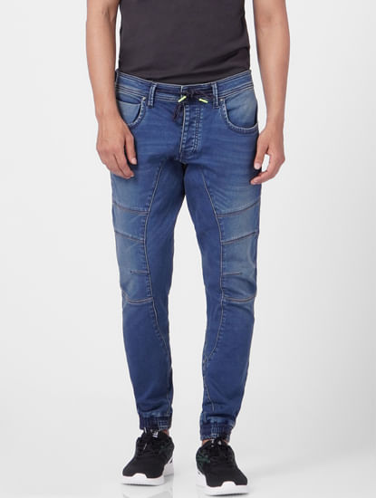Dark Blue Low Rise Pintuck Anti Fit Jeans