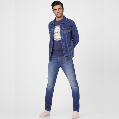 JACK&JONES Blue Low Rise Glenn Slim Jeans
