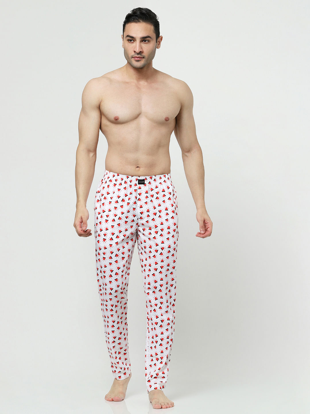 Buy White Printed Cotton Pyjamas for Men