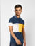 Blue Colourblocked Polo Neck T-shirt_403436+3