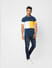 Blue Colourblocked Polo Neck T-shirt_403436+6