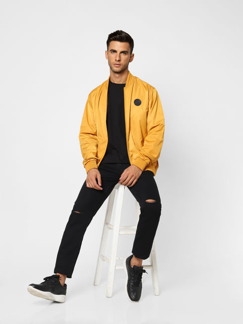 Yellow Zip-Up Casual Jacket