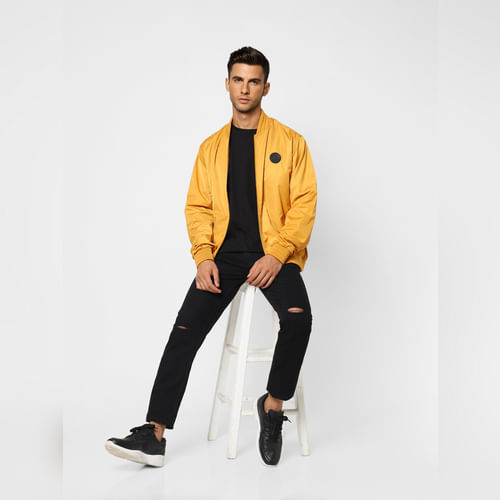 JACK&JONES Yellow Zip-Up Casual Jacket
