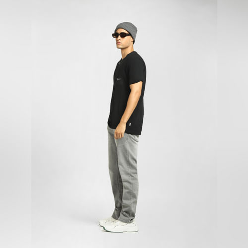 JACK&JONES Grey Mid Rise Clark Regular Fit Jeans