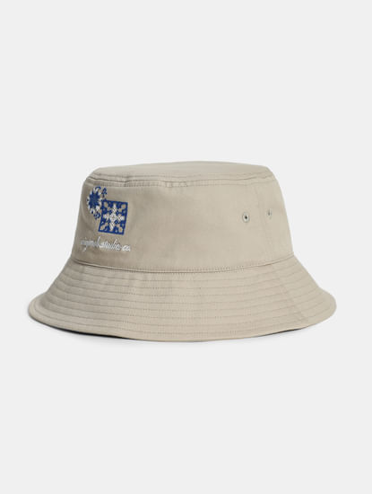 Beige Cotton Bucket Hat